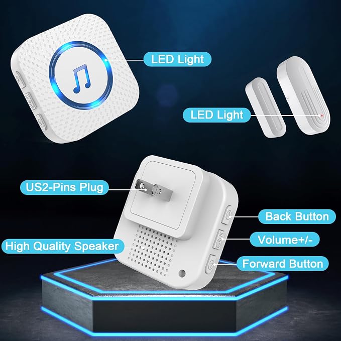 SanJie Door Chime, Door Open Contact Sensor Alarm