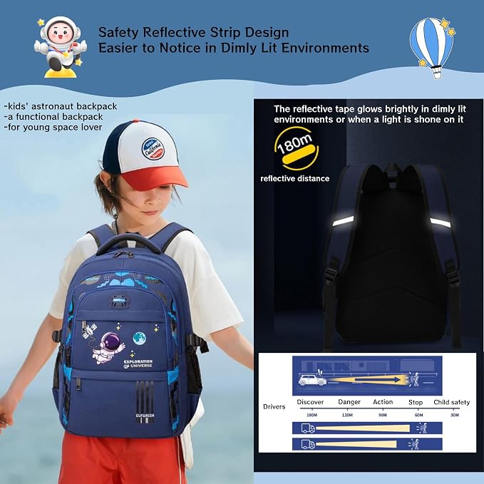 MITOWERMI Astronaut Backpack for Boys School Bags Space Kids Backpack for