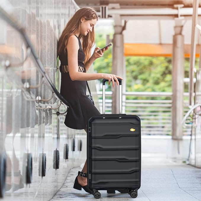 24 Inch Luggage with Spinner Wheels, Hard Shell Suitcase, Lightweight PP