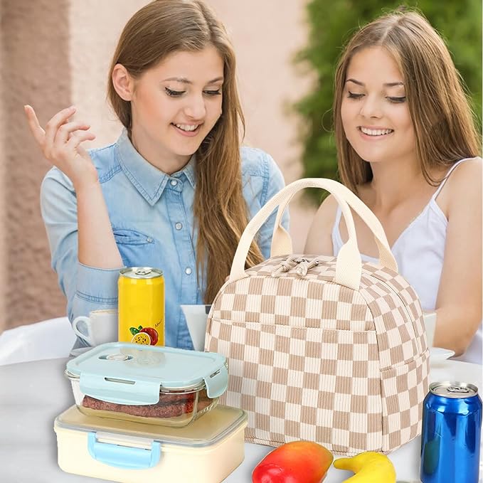 Bluboon Lunch Bag for Women Men Cute Corduroy Lunch Tote Bags Reusable