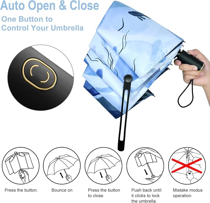 Cuby UV Sun Umbrella Compact Folding Travel Umbrella Auto Open and Close