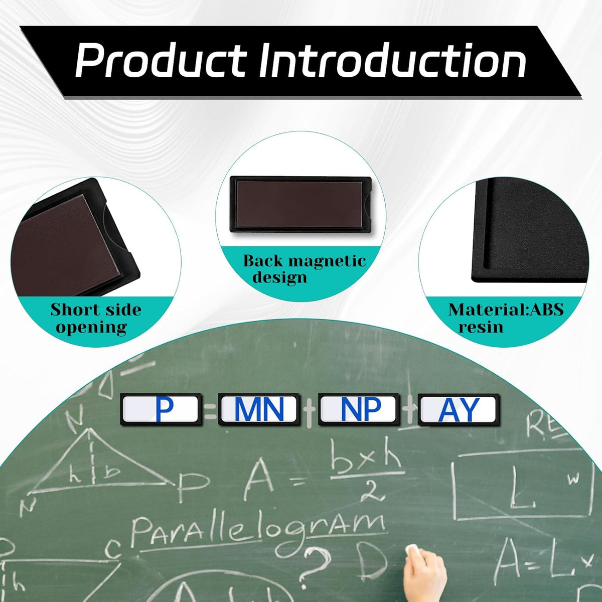 20Pcs Magnetic Plastic Label Holder Black 1.5x4 inch for Supermarket Store Price Tag Metal Shelf File Storage Cabinet Drawer Label Tag Resuable with 8 Color Chalk Makers, 20Pcs White Paper