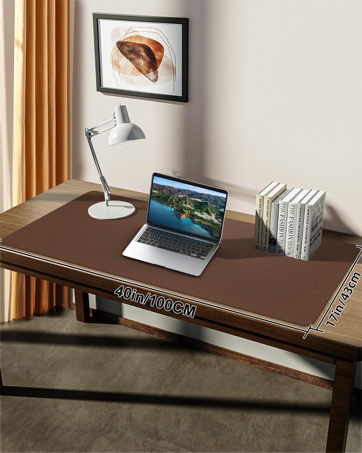 Non-Slip Desk mat,PULeather Desk Pad Protector, Office Desk Mat, Large Mouse Pad,Desk Blotter, Laptop Desk Pad, Waterproof Desk Writing Pad for Office and Home (Brown, 40" x 17")