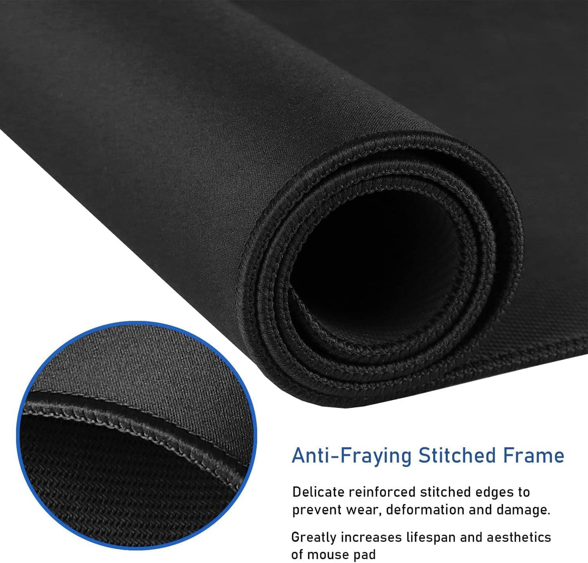 Large Mouse Pad, (31.5X11.8In) Durable Non-Slip Natural Rubber Base Desk Mousepad with Stitched Edges, Waterproof Computer Keyboard Pad Mat for Esports Pros/Gamer/Desktop/Office/Home - Black