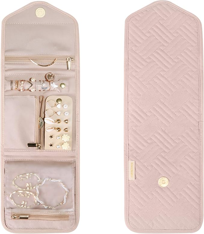 BAGSMART Travel Jewelry Organizer Case Foldable Jewelry Roll