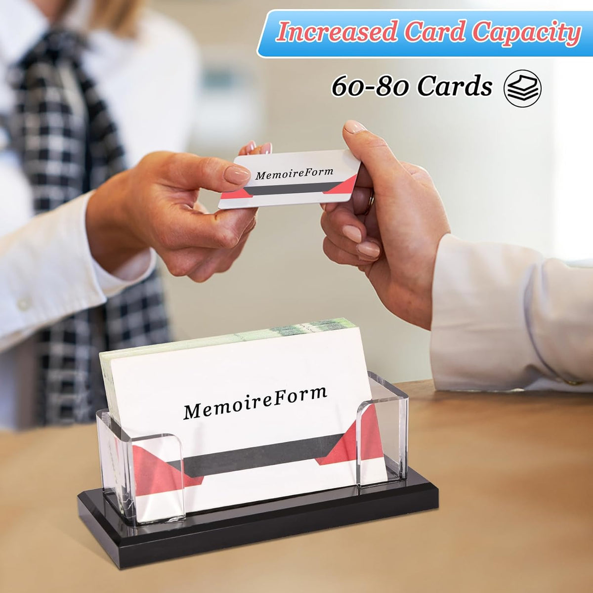 2 Pack Business Card Holder for Desk, Multiple Business Card Holders, Acrylic Business Card Display Stand for Office, Home, Restaurant, Exhibition