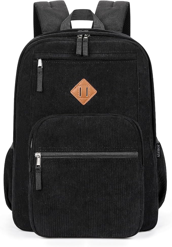 ZORFIN 26L Backpack for College, and Travel: Corduroy Bookbag