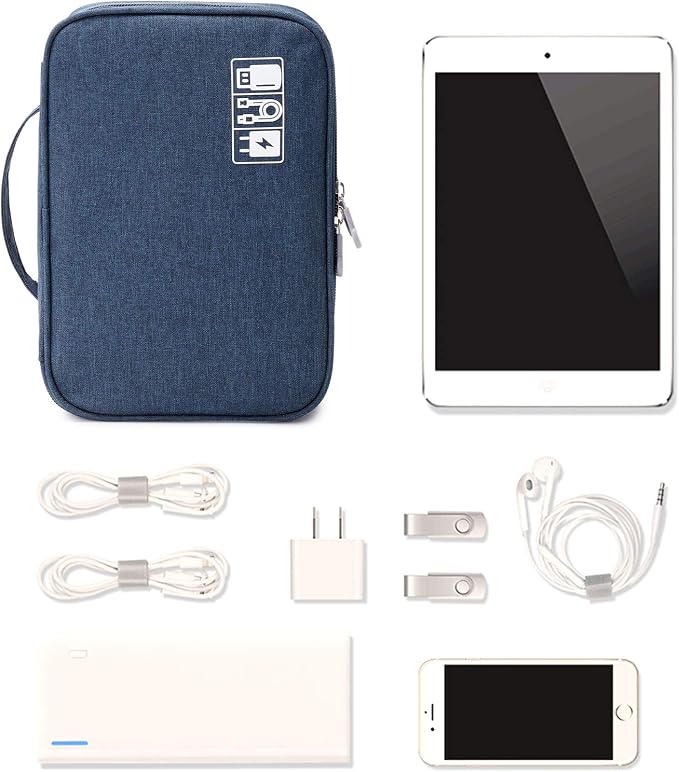 Lanola Travel Cable Organizer Bag, Electronic Accessories Case Portable Double