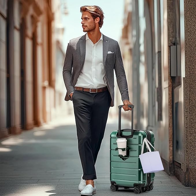 KYME Green Carry On Luggage 22x14x9 Airline Approved Expandable 20 Inch