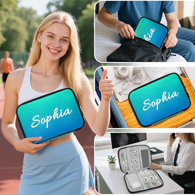 Personalized Electronics Organizer Travel Case Custom Name Cord Storage Bag