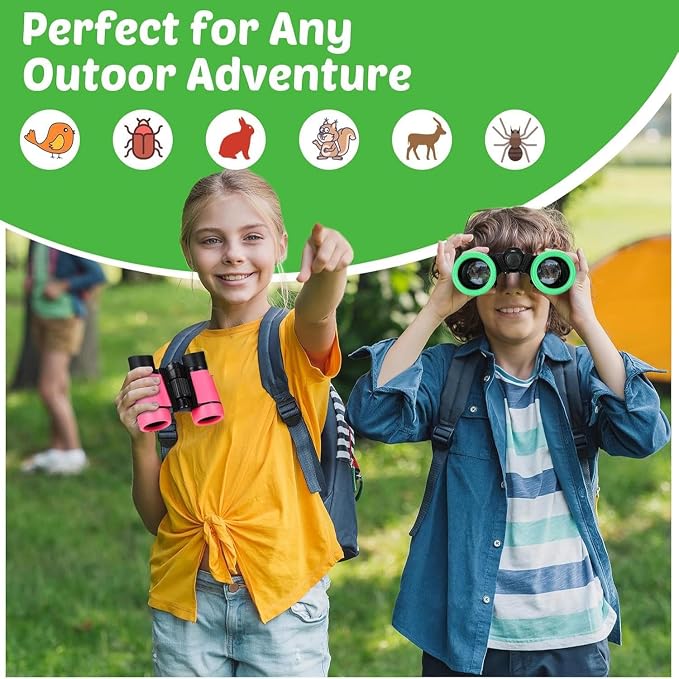 Hiboom 8 Set Kids Binoculars Bulk Shockproof Folding Children Mini Compact