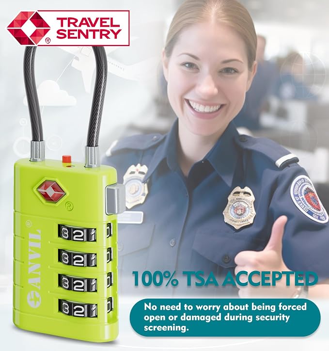 ANVIL 4 Digit Luggage Locks, TSA Locks