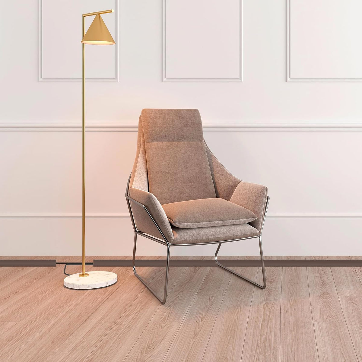 Floor Cord Cover Cable Cavity Self Adhesive Cord Hider Floor 3.3FT Floor Cable Management Power Cord Protector Floor Electric Cord Covers for Offices, Gym, Exhibitions (CoffeeBrown, 1.18" x 3.3')