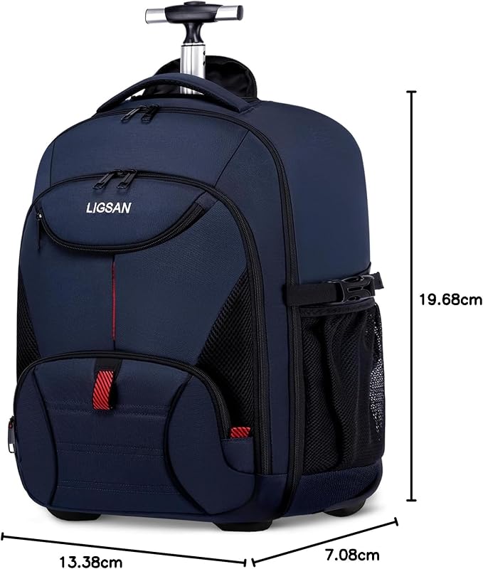 Rolling Backpack for Adults, 17inch Laptop Travel Backpack