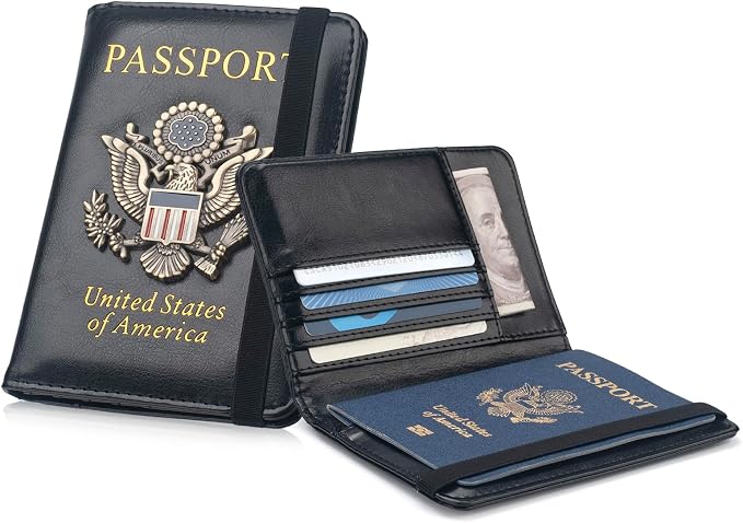 Coowayze Passport Holder Cover for Women Men, Leather US Passport Wallet Case