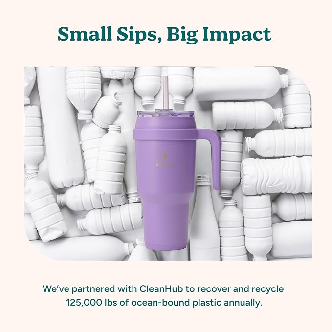 Reduce 40 oz Stainless Steel Tumbler with Handle - Dual-Wall Vacuum Insulated Travel Mug, Sweat-Proof Lid & Reusable Straw - Keeps Drinks Cold for 24 Hrs, Fits Cupholders, Dishwasher Safe-Ocean Breeze
