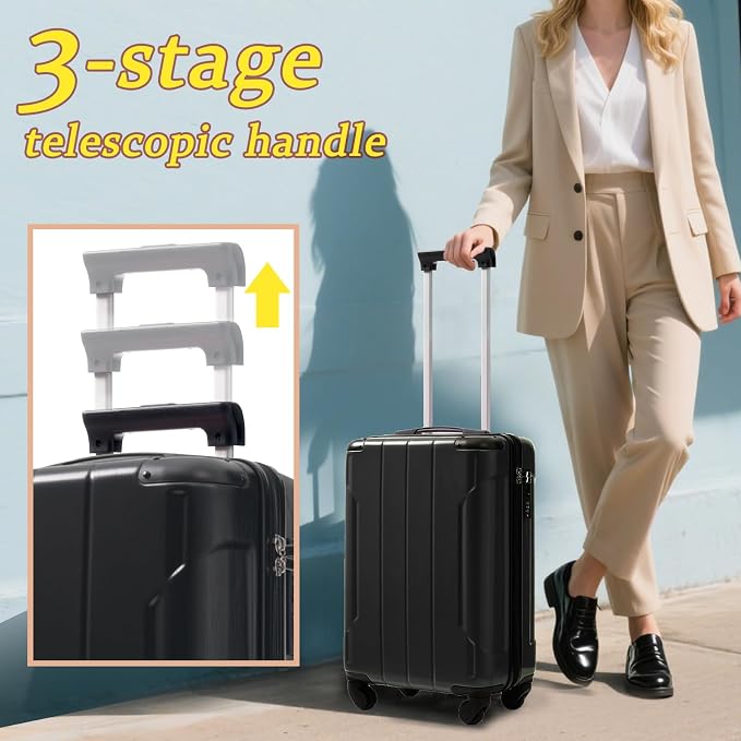 Merax Carry on Luggage Set, 20 Inch Hardshell ABS Suitcase