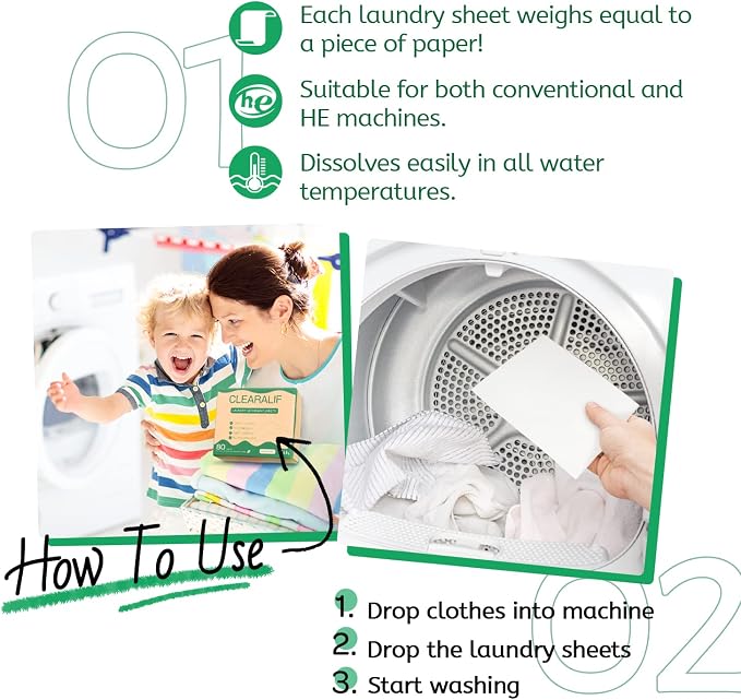 CLEARALIF Laundry Detergent Sheets up to 160 Loads, Laundry Detergent Strips