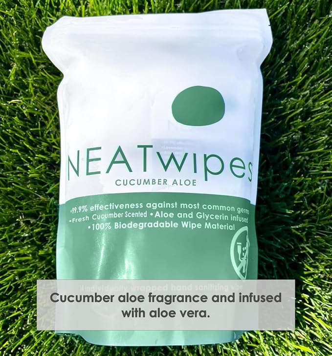 NEATwipes Hand Sanitizing Wipes | Travel Essentials | Disposable Wet Wipe &
