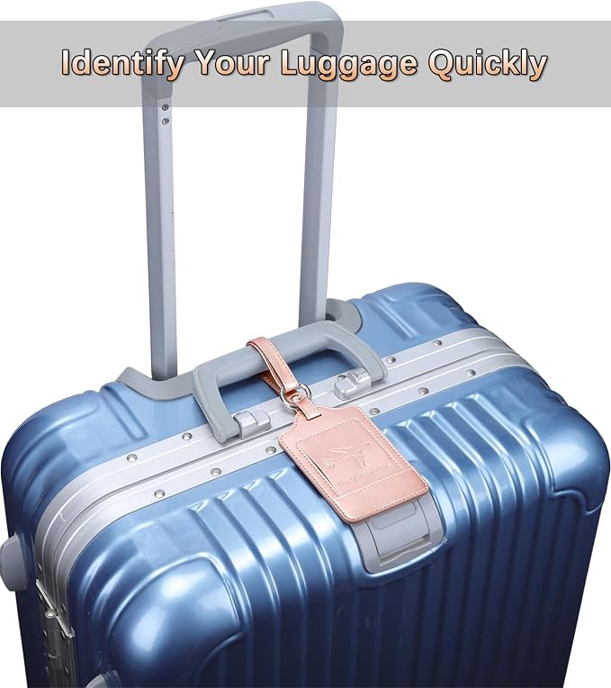 Teskyer Luggage Tags, 3 Pack Premium PU Leather Luggage Tags