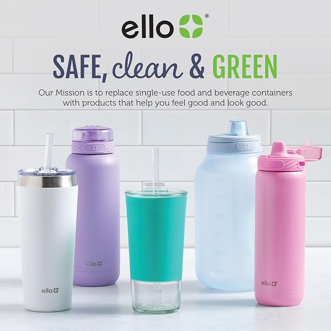 Ello Oasis 14oz Stainless Steel Toddler Tumbler with Handle & Retracting Straw, 100% Leakproof, Double-Wall Vacuum Insulated, Kids Water Bottle for School, BPA Free, Dishwasher Safe, Purple Swirl