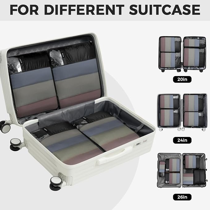 BAGAIL 6 Set Ultralight Compression Packing Cubes Packing Organizer