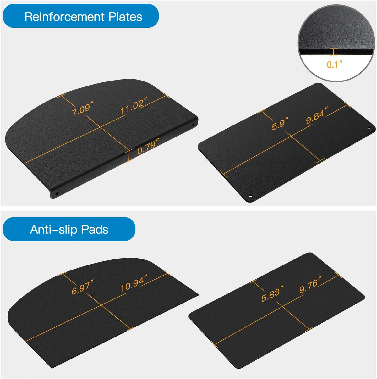 HUANUO Steel Monitor Mount Reinforcement Plate for Thin, Glass and Other Fragile Tabletop, Steel Bracket Plate Fits Most Monitor Stand C Clamp Installation