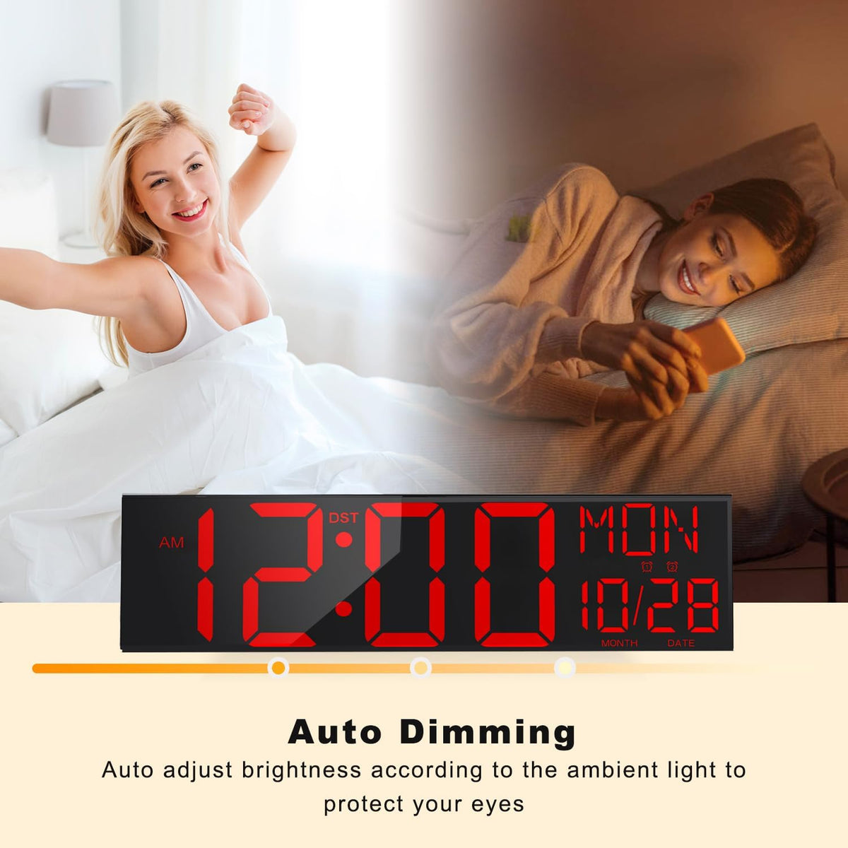 JALL 30" Large Digital Wall Mount Clock with Remote Control, Alarm, Big LED, Countdown, Auto DST, Temperature for Living Room Classroom Desk, Xmas, Birthday Gift, Black Shell Red Font