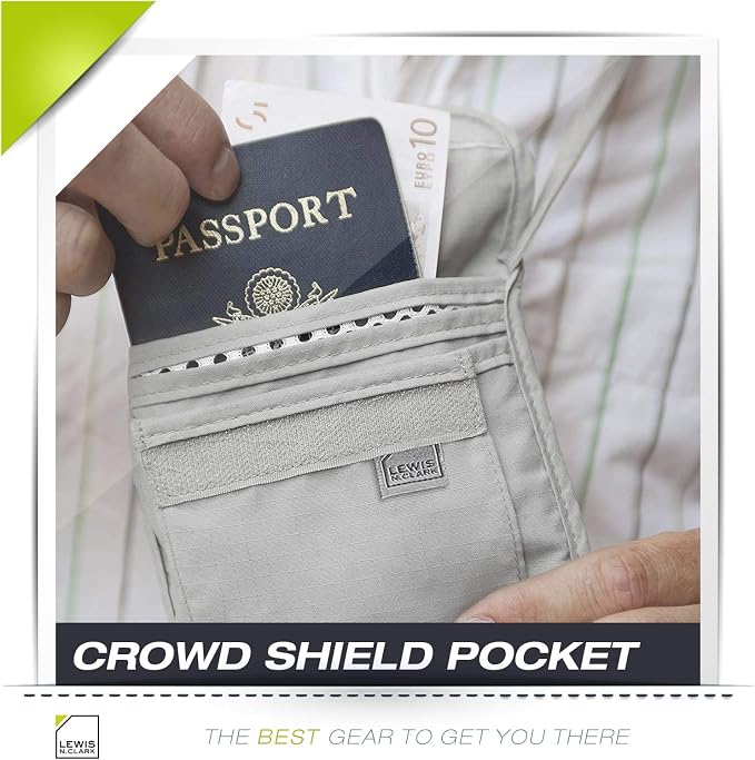 Lewis N. Clark RFID Blocking Stash Neck Wallet, Travel Pouch + Passport Holder