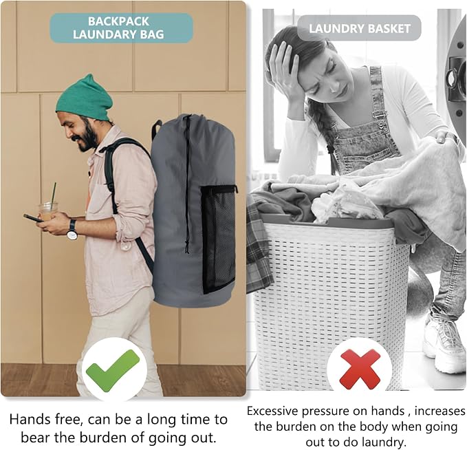 Laundry Bag Backpack, Dirty Clothes Travel Bag