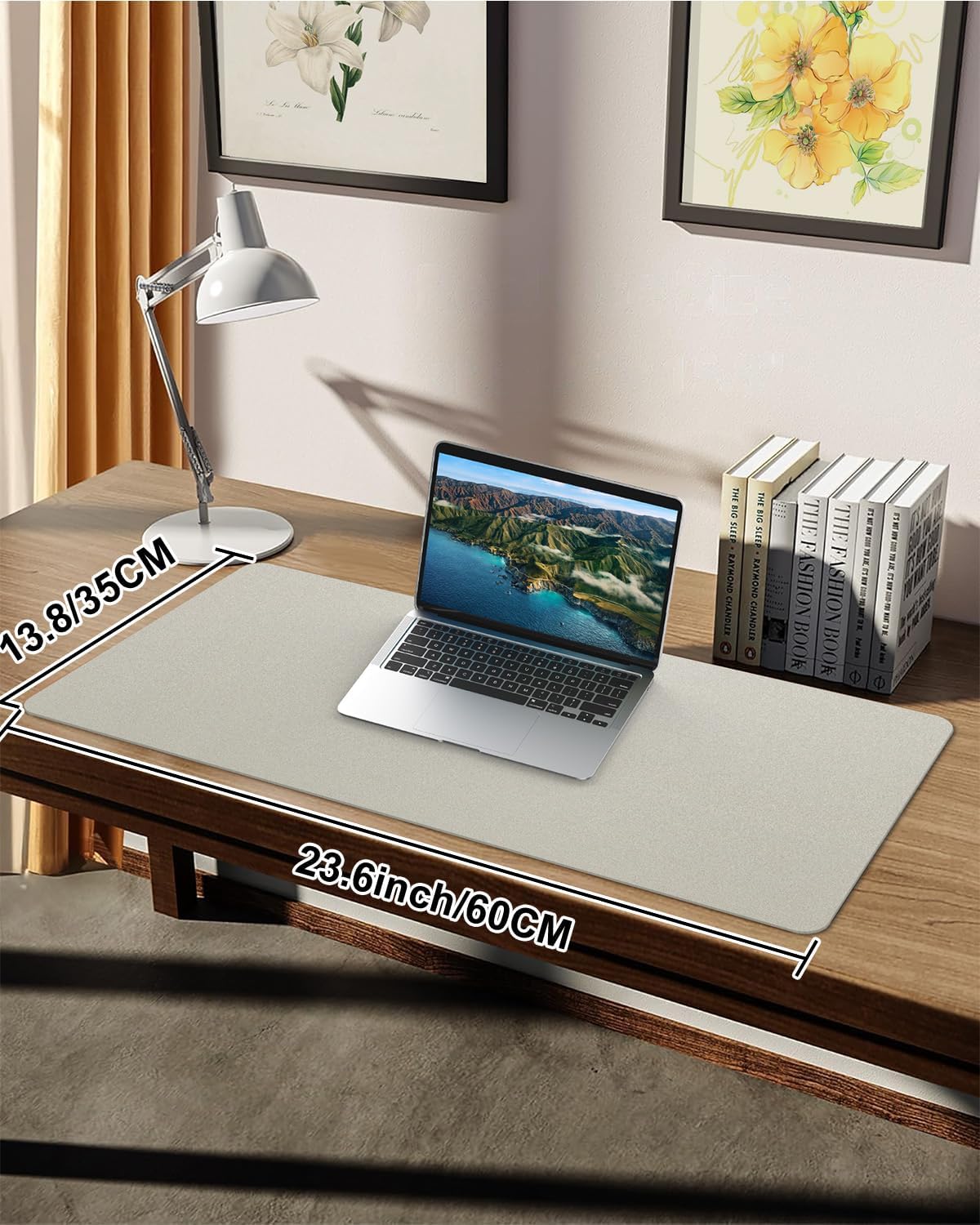 Small Desk Mat,Leather Desk Pad Protector,Desk Mouse pad,Office Desk mat,Laptop Mat for Desk, Non-Slip PU Leather Desk Blotter,Waterproof Desk Writing Pad for Office/Home(23.6"x13.8",Beige)
