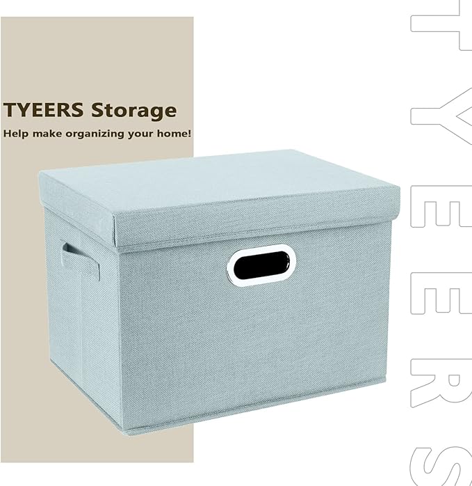 TYEERS Large Storage Bins with Lids, Collapsible, Fabric Storage Boxes