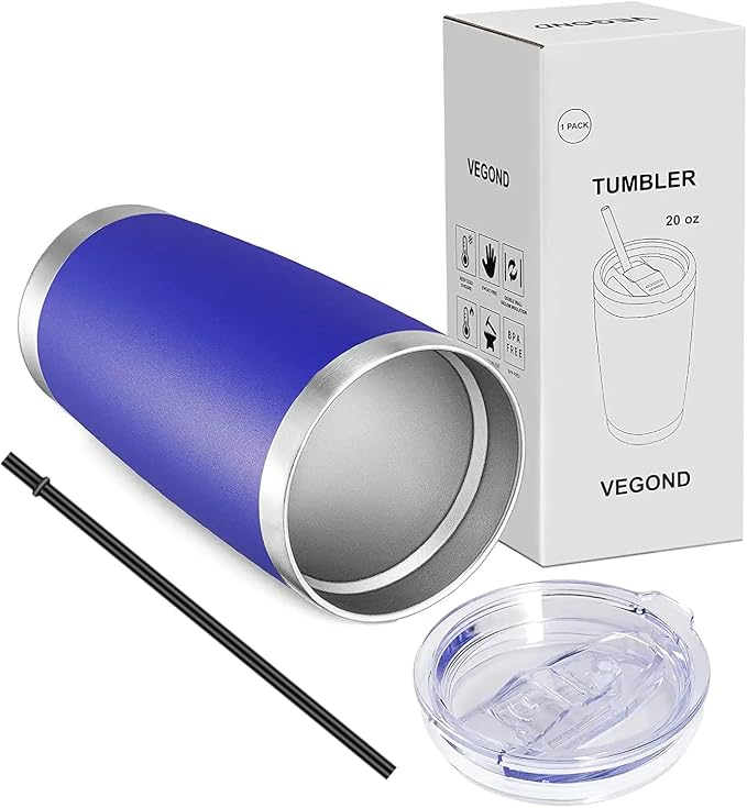 VEGOND 20oz Tumbler with Lid and Straw Stainless Steel Tumbler Cup Vacuum