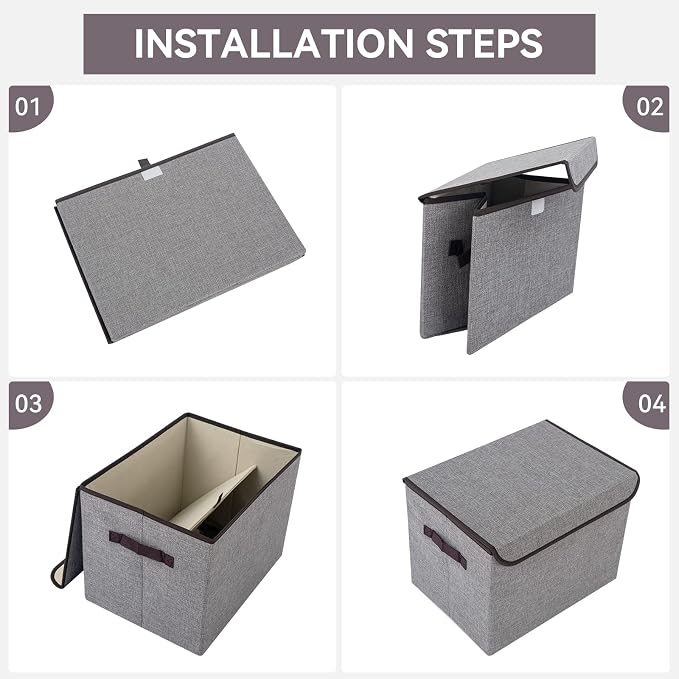Linen Fabric Foldable Storage Cube Bin Organizer Basket