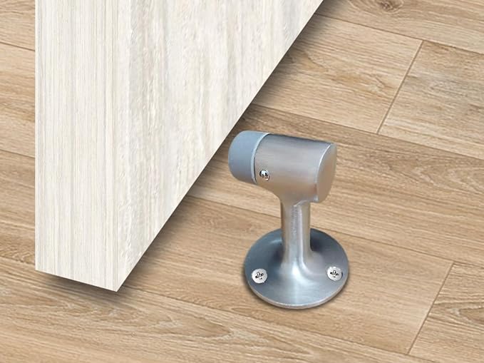 QCAA Solid Brass Door Stop, Satin NKL, 1 Pack, Made in Taiwan