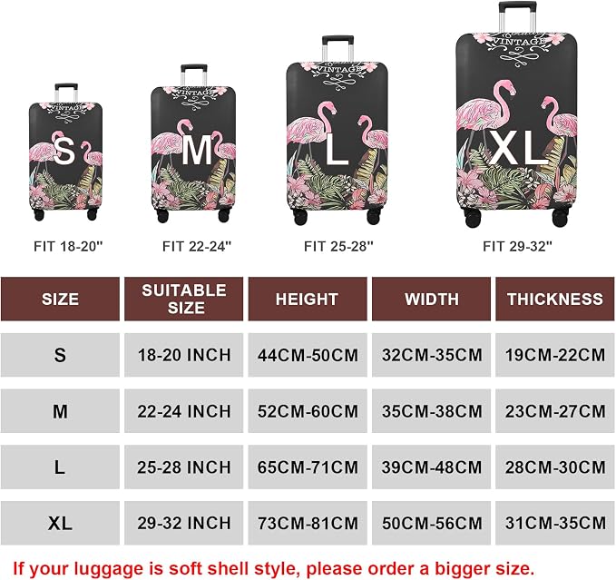 WUJIAONIAO Travel Luggage Cover Baggage Suitcase Cover Protector Skins 18-32