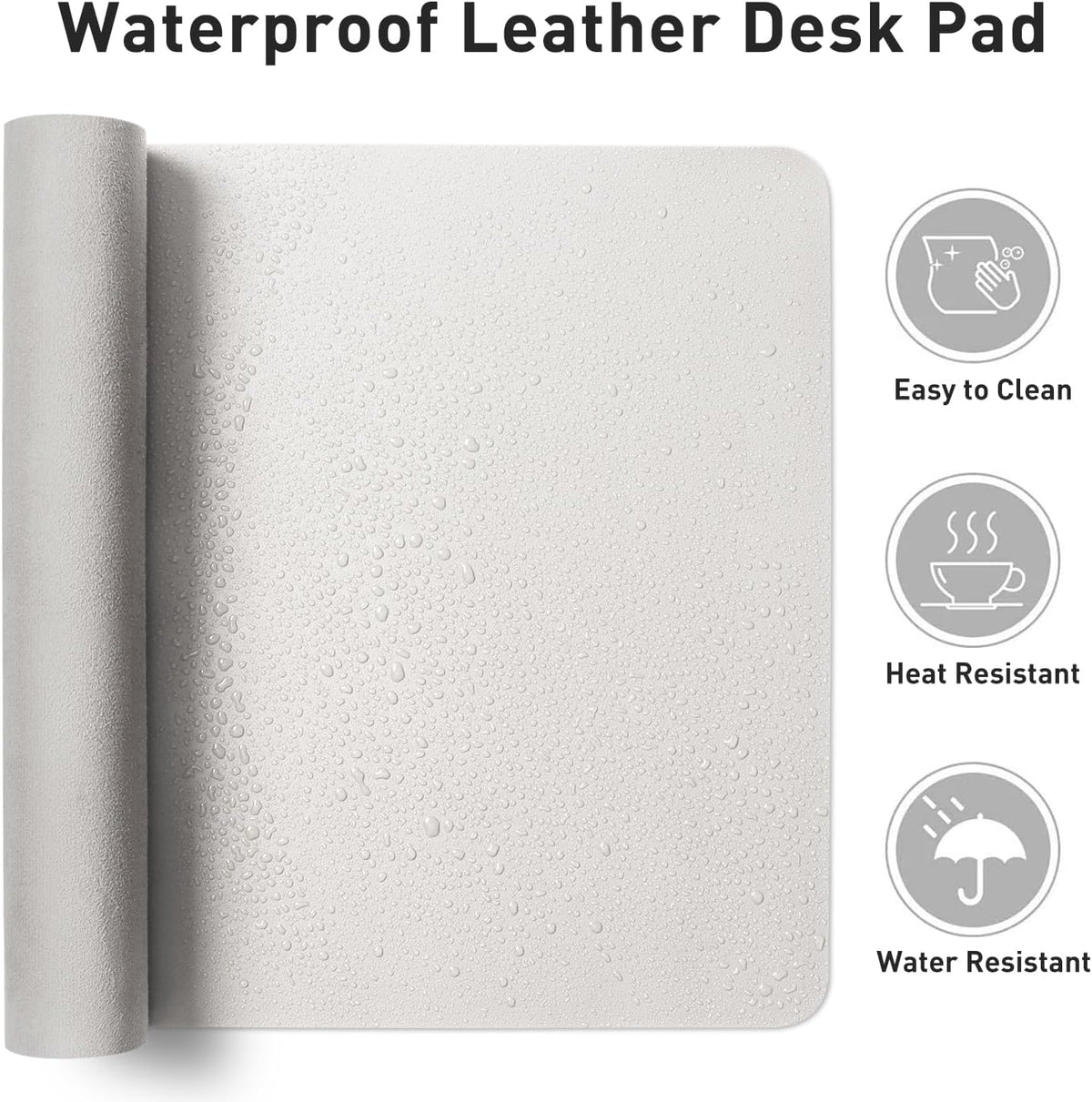 Aothia Leather Desk Pad Protector, Mouse Pad, Office Desk Mat, Non-Slip PU Leather Desk Blotter, Laptop Desk Pad, Waterproof Desk Writing Pad for Office and Home (23.6" x 13.7", Off-White)