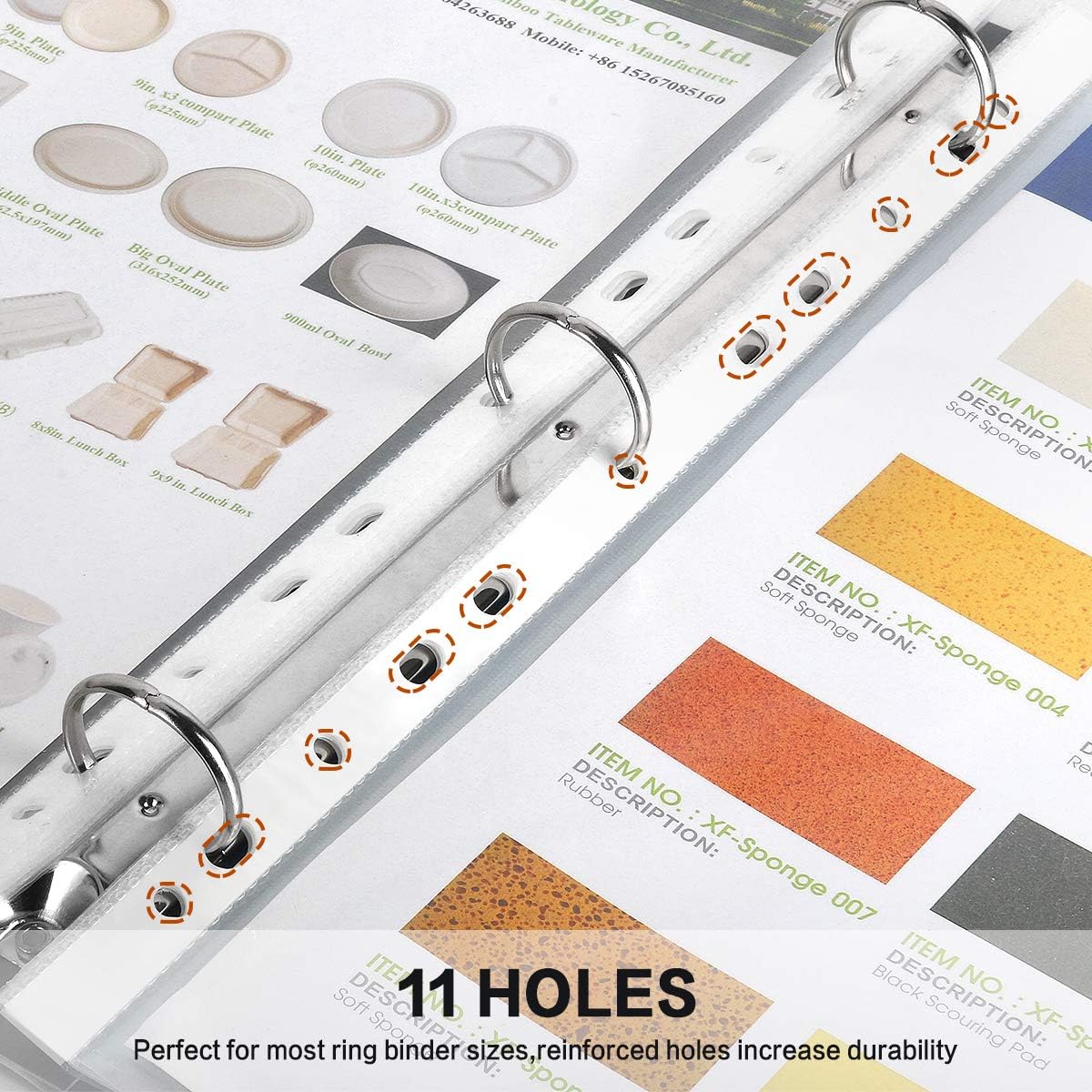 Sheet Protectors, HERKKA 500 Pack Heavy Duty Page Protectors Holds 8.5 x 11 inch Sheets, 9.25 x 11.25 inch Top Loading, Clear, Reinforced 11-Hole Fit for 3 Ring Binder