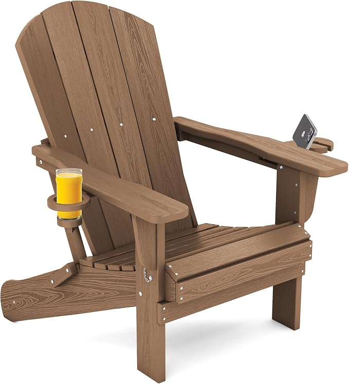 SERWALL Adirondack Chair with Cup Holders
