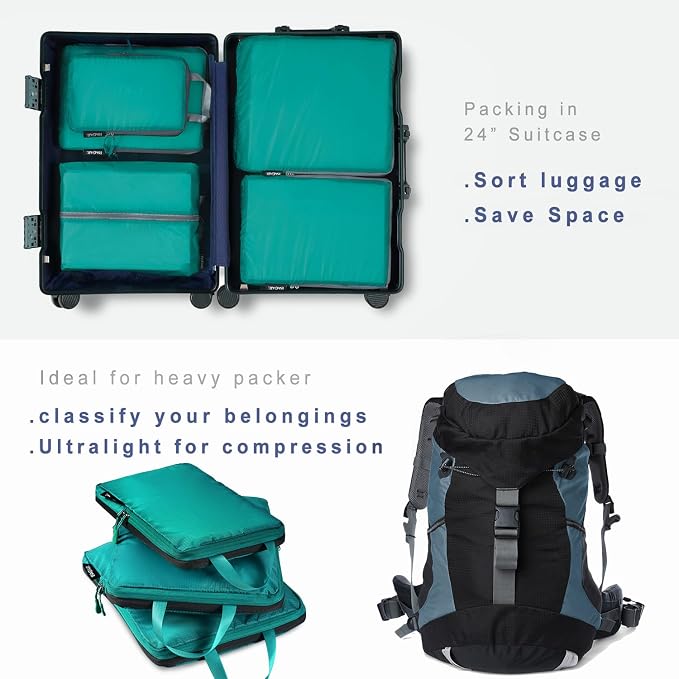 BAGAIL 6 Set Ultralight Compression Packing Cubes Packing Organizer