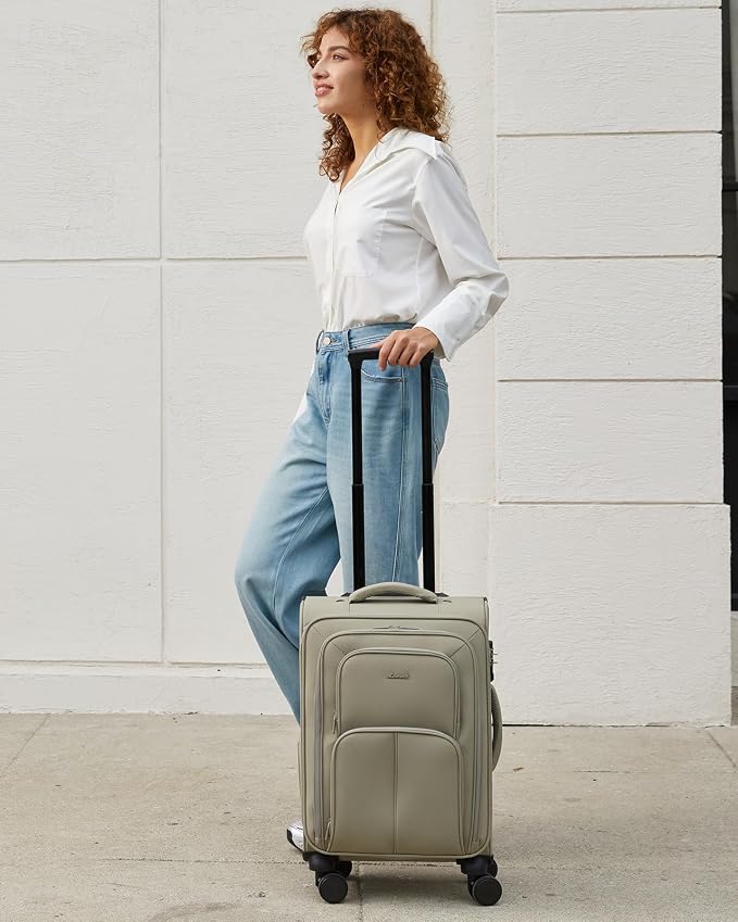 LOVEVOOK Carry On Luggage 22x14x9 Airline Approved, 22 Inch Softside Suitcases