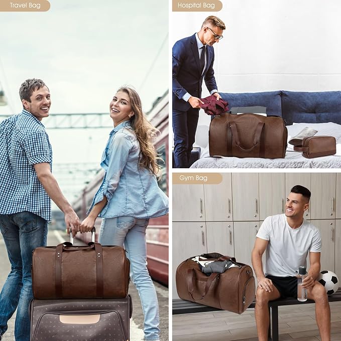 Wogarl 3PCS Faux Leather Weekender Bag