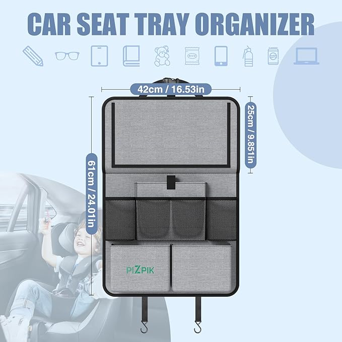 Car Backseat Organizer with Tablet Holder, 11 Storage Pockets with Foldable