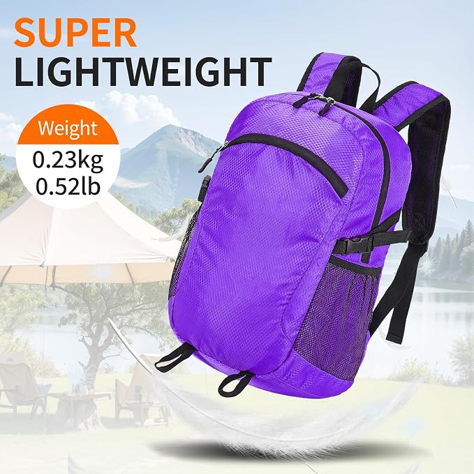 Small Hiking Daypack, 15L Water-Resistant Hiking Backpack Packable Lightweight