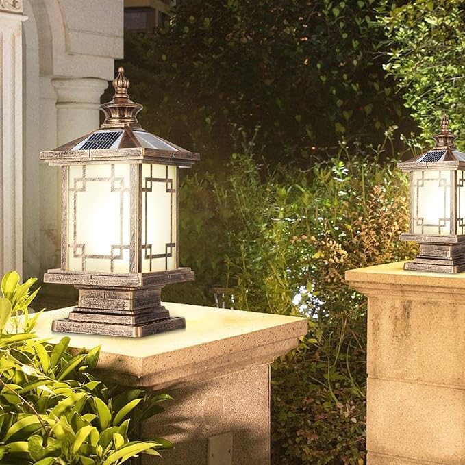 LED Solar Post Light Outdoor, Aluminum Fence Post Cap Lamp Remote Control