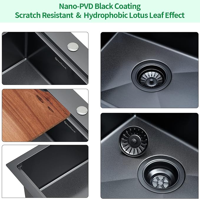 Kitchen Sink, 17 x 19 Inch Drop in Bar Sink Gunmetal Black Stainless Steel