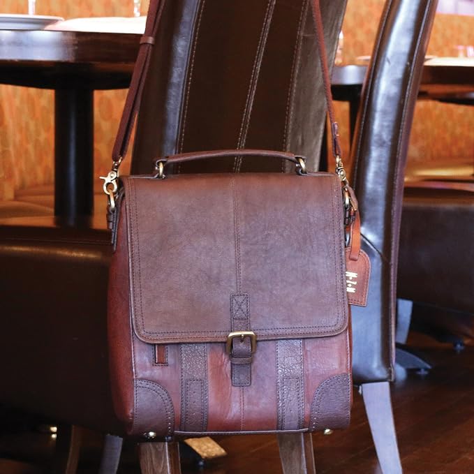 Wine Enthusiast 3-Bottle Leather Wine Tote Bag | Handcrafted Leather Wine