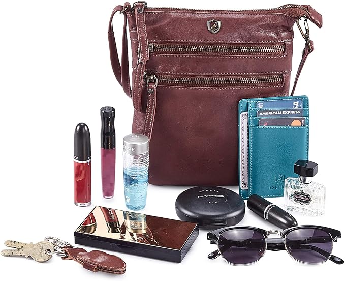 Crossbody Sling Bag for Women Small Real Leather Purse Vintage Travel Crossover