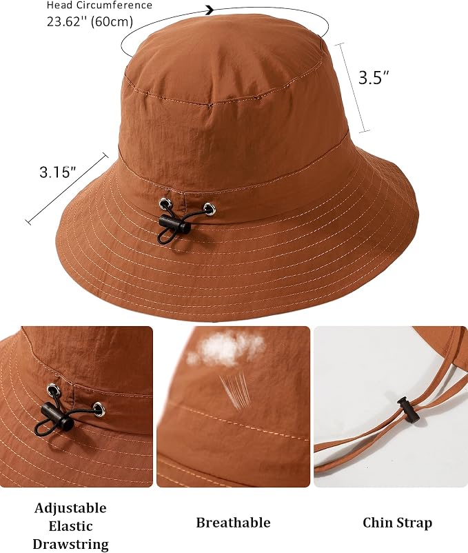 Water-Resistant Sun UPF 50+ Bucket Hat Protection Packable Brimmed Boonie