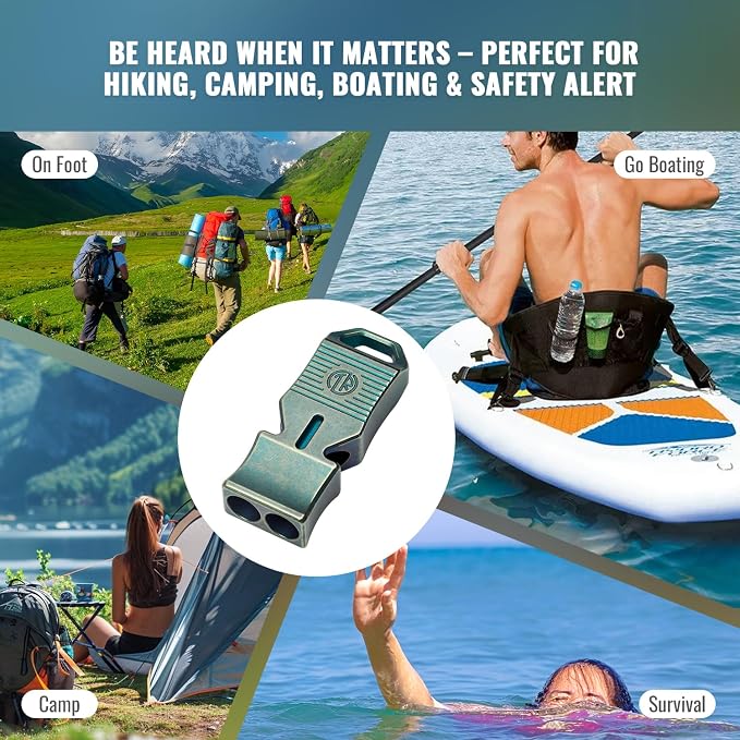 TACRAY Titanium Emergency Survival Whistle, Portable Necklace Whistle, Loud